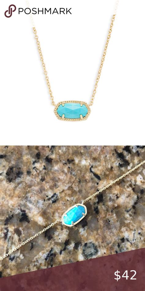 Kendra Scott Elisa Gold Necklace In Blue Turquoise Beautiful Rarely