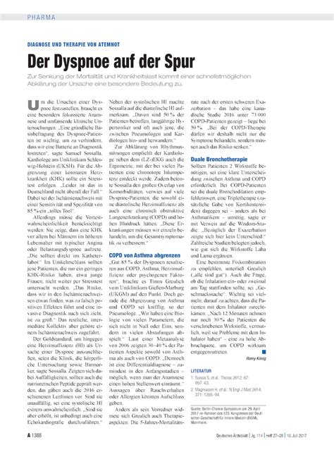 Diagnose Und Therapie Von Atemnot Der Dyspnoe Auf Der Spur