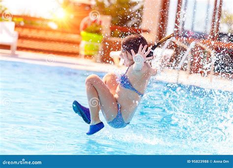 Joyful Girl In The Pool Stock Photo Image Of Healthy