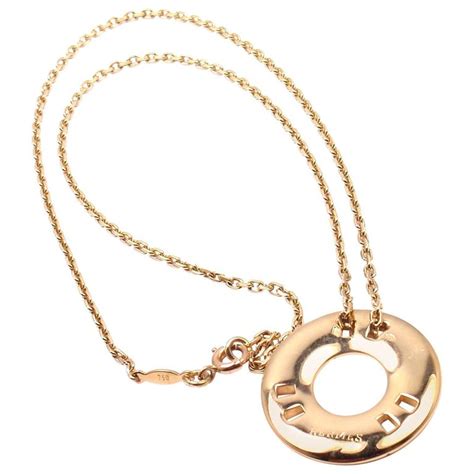 Hermes Paris Round H Yellow Gold Pendant Necklace For Sale At Stdibs