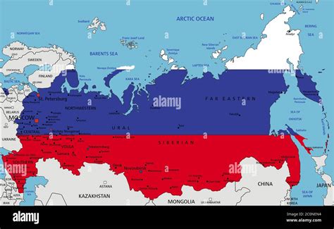 Ilustracion De Mapa Politico De Rusia Y Paises Vecinos Contorno Fino Images