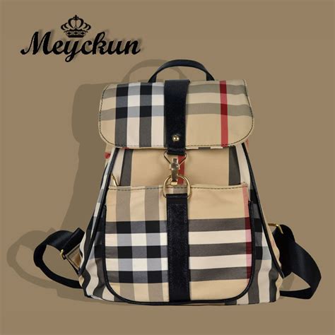 Vintage Luxury Designer Fashion Plaid Nylon Travel Backpack Bag Of