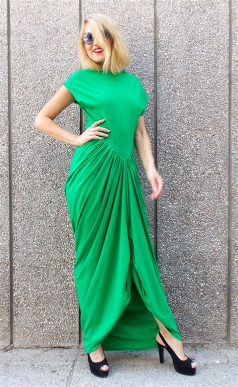 Green Maxi Dress Loose Summer Dress Sleeveless Summer Dress Tdk25 Teyxo