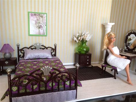 A custom dressed dollhouse bed for jeanne call by ken haseltine. OOAK REALISTIC BARBIE BEDROOM SET w/ ACCESSORIES 1:6 SCALE ...