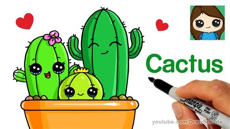 How To Draw Cactus Easy And Cute Youtube