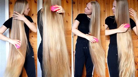 Realrapunzels Very Long Blonde Hair Morning Brushing Preview Youtube