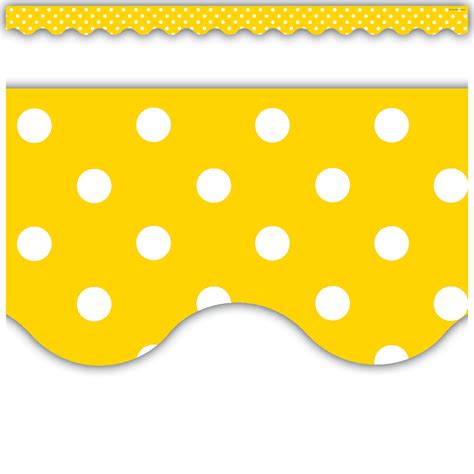 Yellow Polka Dots Scalloped Border Trim Tcr4668 Teacher Created