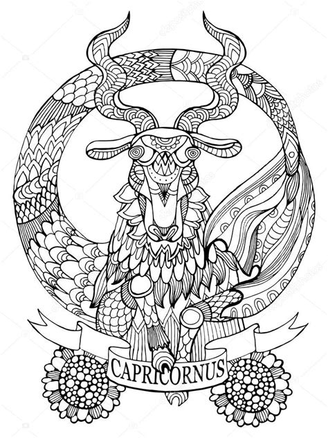 Capricorn Zodiac Sign Coloring Book Vector — Stock Vector