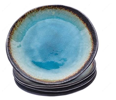 Japanese Ceramic Plates Kotobuki 161 746 Turquoise Sky Glazed Large Dinner Plate 9½ Inch Set
