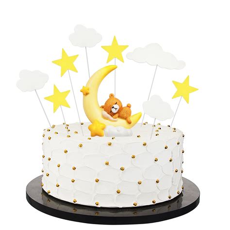 Buy 12 Pieces Bear And Moon Cake Topper Clouds And Stars Cupcake Topper