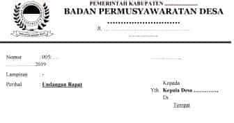 Demikian undangan ini kami sampaikan, dimohon kehadirannya tepat pada waktunya. Contoh Surat Undangan Rapat Musyawarah Desa - Sample Surat ...