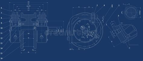 Mechanical Sketch With 3d Model And Bearing Stock Illustration