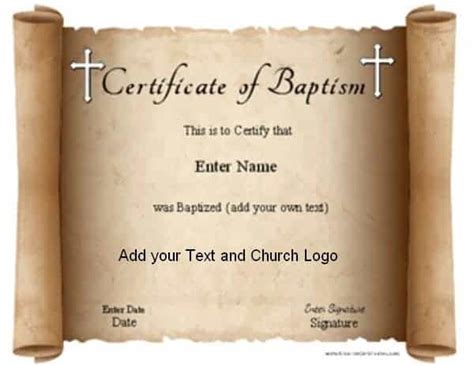 Free Printable Baptism Certificate Customizable