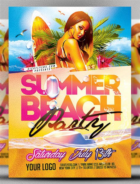 beach party flyer template free psd printable templates