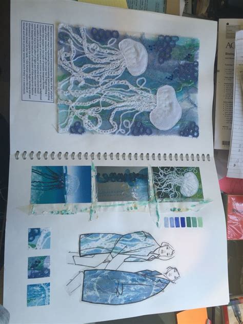 Textiles Sketchbook Page Focusing On Texture Relating To Jelly Fish