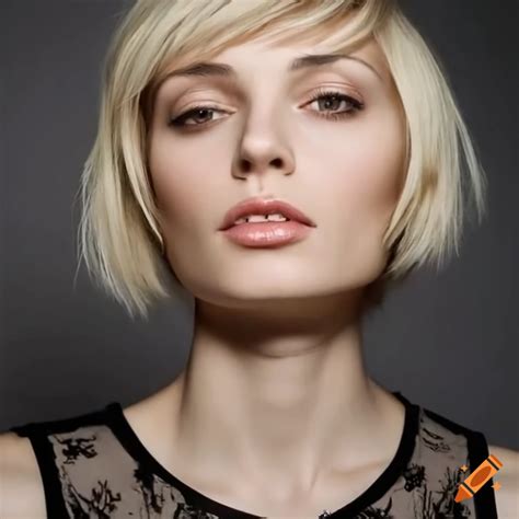 beautiful italian woman with short blonde bob hairstyle on craiyon