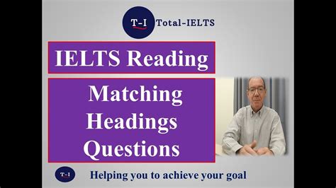 IELTS Reading Matching Headings Questions YouTube