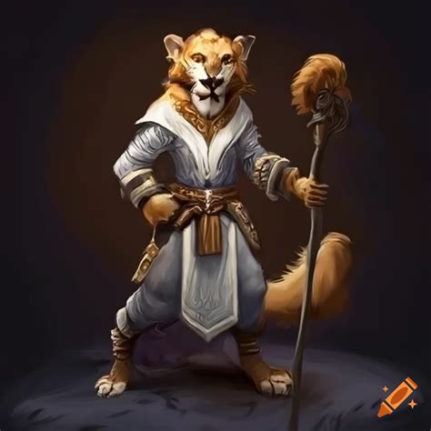 Illustration Of A Lion Tabaxi Cleric