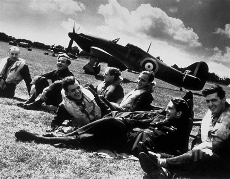 A Group Of Fighter Pilots From The 32nd Squadron At The Raf Fighter