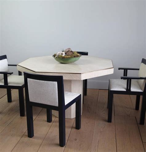 Made from sustainably harvested eucalyptus grandis wood. Octagonal Travertine Italian Dining Table at 1stdibs