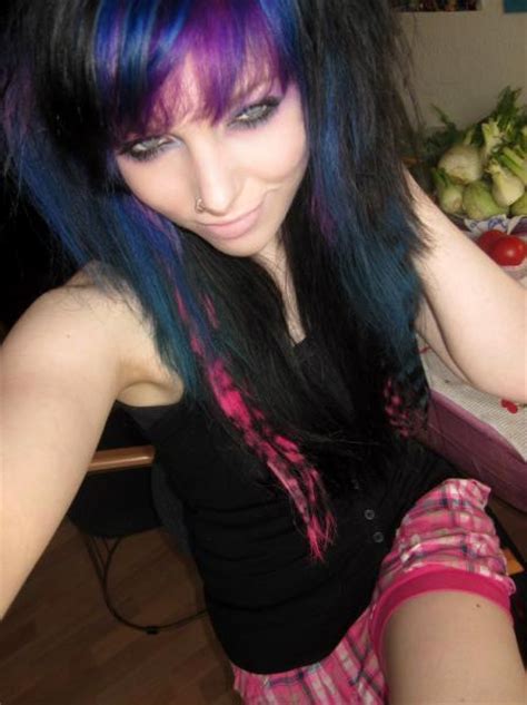 German Scene Queen Emo Girl Ira Vampira Pink Purple Blue Hair