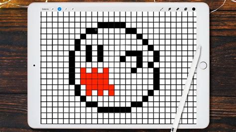 How To Draw Ghost Boo Mario Pixel Art With Ipad Pro Procreate Youtube