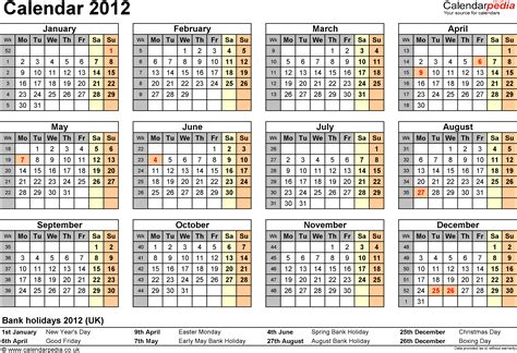 Excel Calendar 2012 Uk 11 Printable Templates Xlsx Free