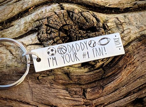 Personalized Hand Stamped Dad Keychain Custom Fathers Day Etsy