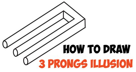 How To Draw 3 Prongs Optical Illusion Easy Step By Step Drawing