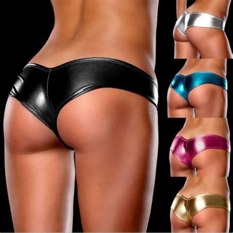Womens Sexy Wet Look Lingerie Underwear Faux Leather Panties G String Briefs J 299 Picclick