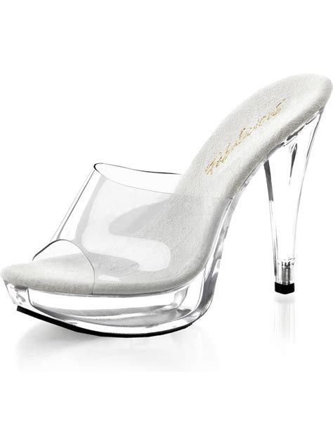 Fabulicious Classy Clear Heel Shoes Women S Slide Sandals With Inch