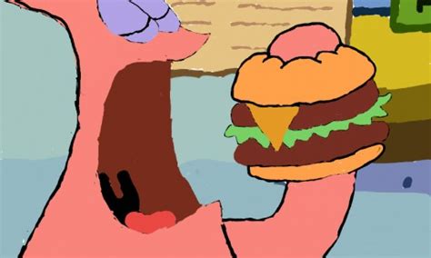 Colors Live Patrick Eating A Krabby Patty Yum By Daphanie