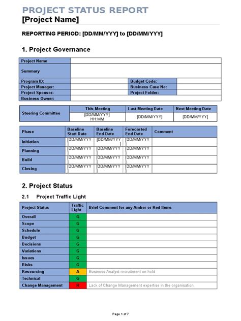 Project Status Report Monthly Pdf Specification Technical Standard