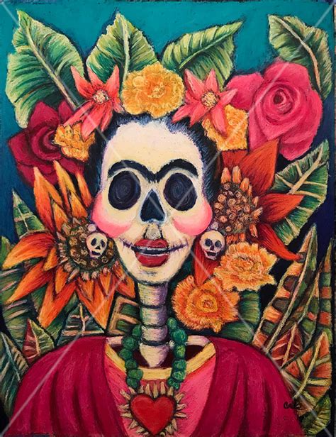 Dia De Los Muertos Frida Kahlo Skeleton Four Art Prints Etsy