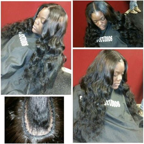 Sew In With Middle Part And Big Wand Curls Brushed Out Wand Curls