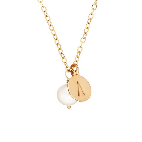 14k gold fill initial necklace freshwater pearl by chupi