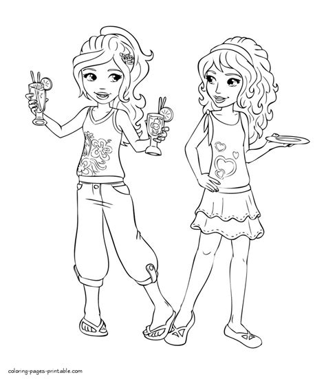 Lego friends coloring pages girls on a mission. Mia and Olivia Coloring page || COLORING-PAGES-PRINTABLE.COM