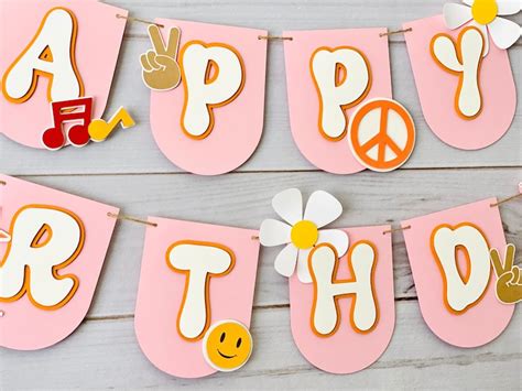 Groovy Banner Two Groovy Birthday Hippie Banner Etsy