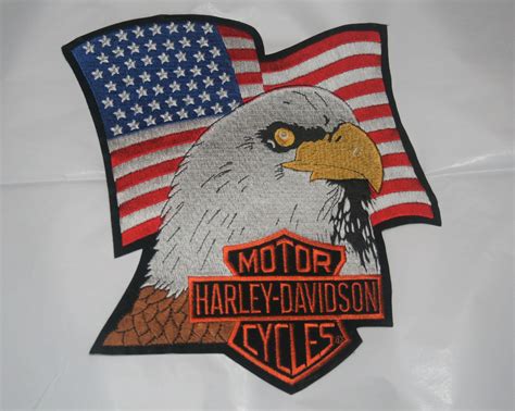 Official Harley Davidson Classic Bald Eagle And Flag Embroidered Patch