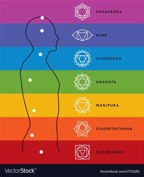 Chakra System Of Human Body Energy Centers Vector Image
