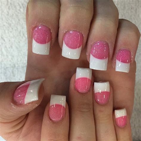 Pink And White Powder From Tandt I Love These Too Pink Tip Nails Pink