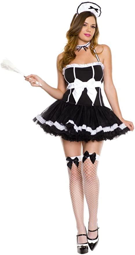 Music Legs Sexy French Maid Tutu Dress Outfit Halloween Costume Xs