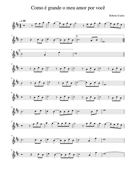 Comoégrandeomeuamorporvocê Sheet Music For Saxophone Alto Solo
