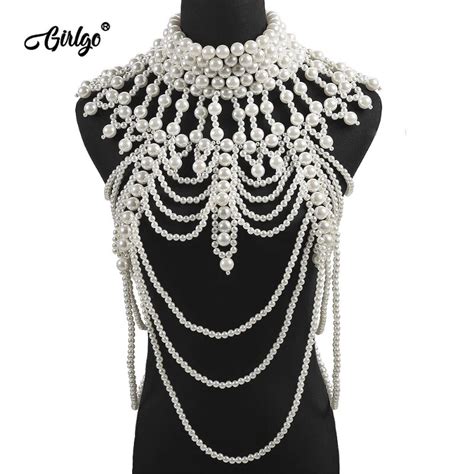 Miwens 2019 Luxury Unique Simulated Pearl Body Chains Jewelry For Women Bridal Wedding T Big