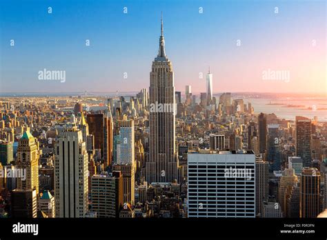 New York City Empire State Building At Sunset Stock Photo Alamy