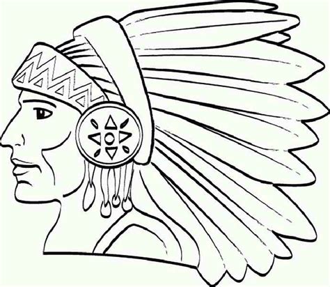 Chief Native American Apache Tribe Coloring Page Kids