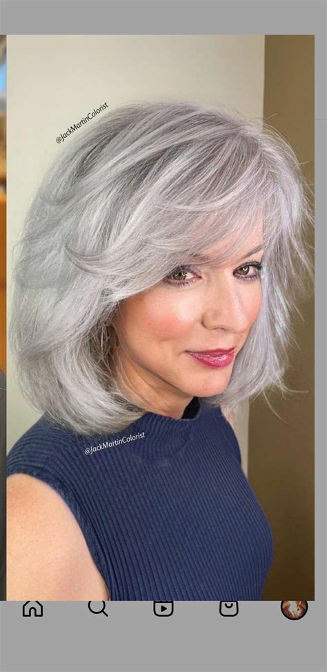 50 glamorous bang hairstyles for older women with gray hair that will beat your age antiaging