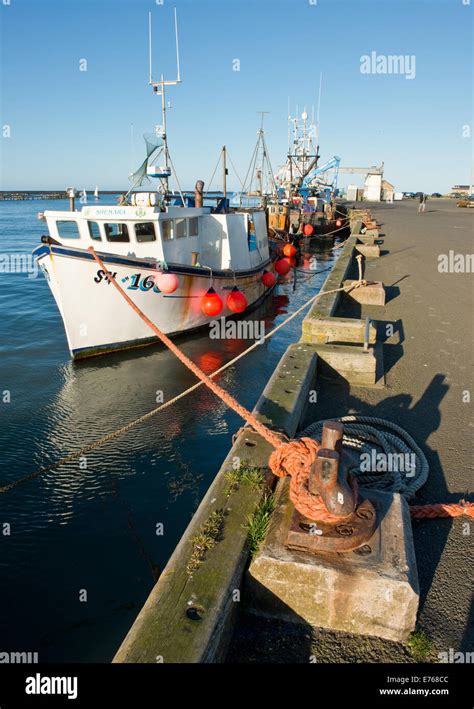 North Sea Fishing Trawlers Moored In Amble Northumberland England Uk