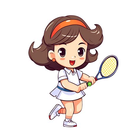 Cute Girl Playing Tennis Clipart Illustration Ai Generative 27687608 Png