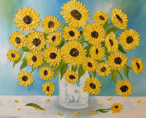 Sunflower Custom Oil Painting Impasto Painting Original Etsy